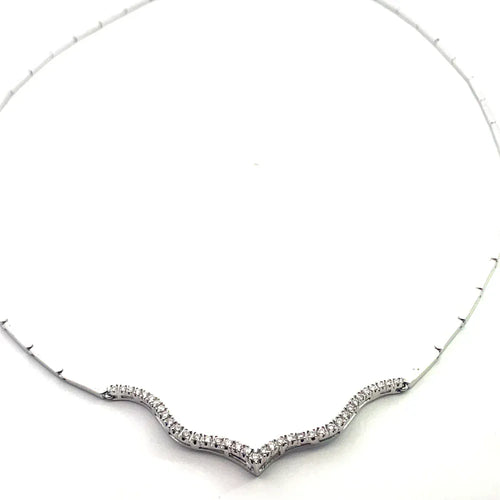 Collier Collier en or blanc 14 carats et diamants taille brillant 58 Facettes UN0136