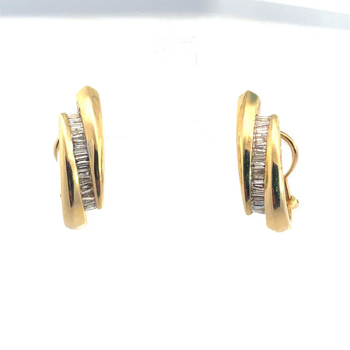 Boucles d'oreilles Boucles d'oreilles en or jaune 18 carats et diamants baguette effilés 58 Facettes UN0150