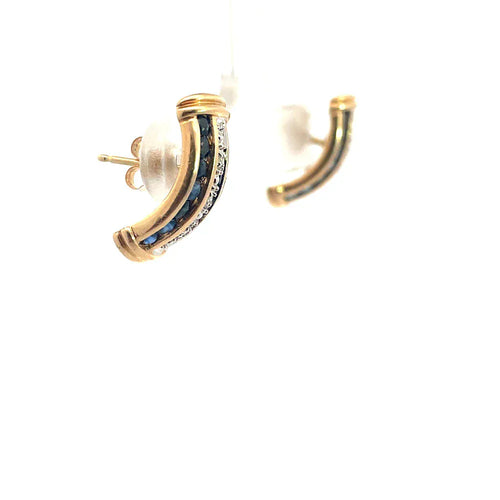 Boucles d'oreilles Boucles d'oreilles - Or jaune 14 carats, saphirs et diamants 58 Facettes UN0149