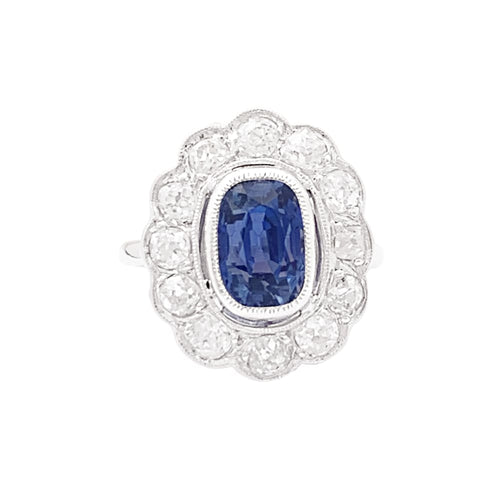 Bague 50 Bague pompadour en platine avec saphir et diamants 58 Facettes 34995