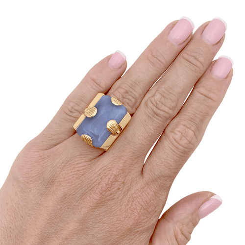 Bague 50 Bague « Tank » en or rose 750 ornée d’un jade lavande 58 Facettes 34753