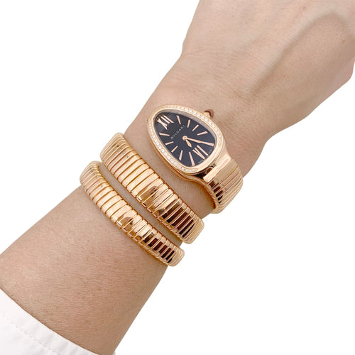 Montre Bulgari Serpenti Tubogas - Montre en or rose et diamants 58 Facettes 34807