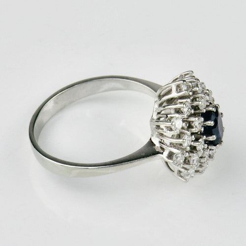 Bague 56.5 Bague en or blanc 14K avec saphir et diamants 58 Facettes 2189