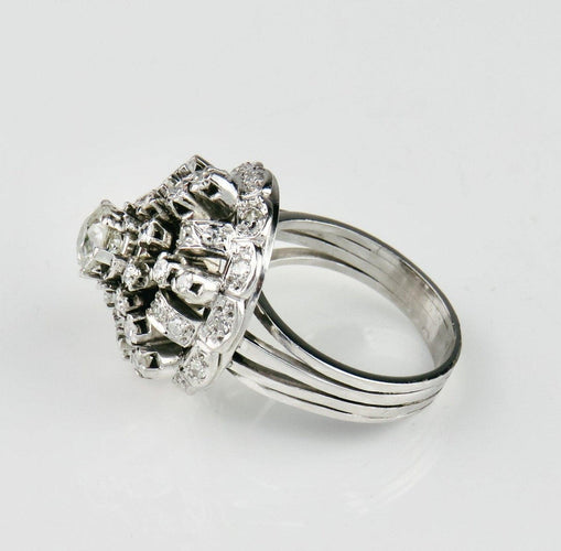 Bague 59 Bague en platine sertie de diamants taille brillant 2,10 ct 58 Facettes 1841