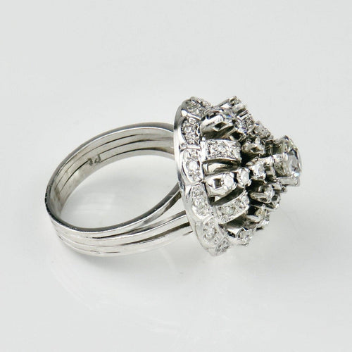 Bague 59 Bague en platine sertie de diamants taille brillant 2,10 ct 58 Facettes 1841