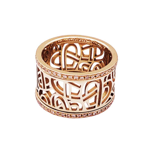 Bague 48 Poiray Cœur Fil - Bague bandeau en or rose et diamants 58 Facettes 35190