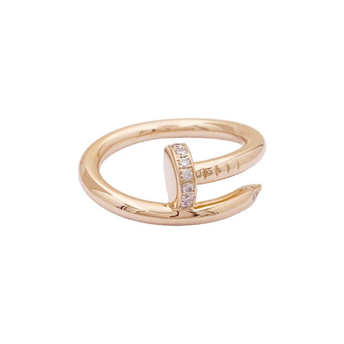 Bague 53 Cartier Juste un Clou - Bague en or rose sertie de diamants 58 Facettes 35025