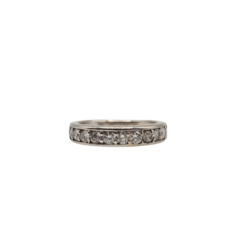 Bague 49 Alliance or blanc sertie de diamants naturels 58 Facettes
