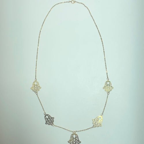 Boucles d'oreilles Ensemble collier et boucles d’oreilles Main de Fatma en or jaune 18 carats 58 Facettes