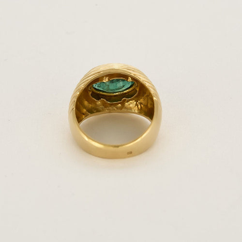 Bague 54 Bague dôme en or jaune et émeraude 58 Facettes TAR1358