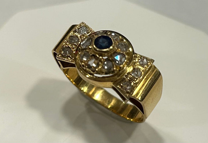 Bague 58 Bague tank or jaune saphir diamants 58 Facettes LP34