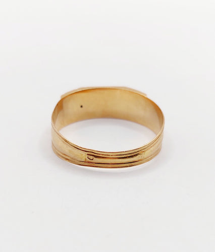 Bague 61.5 Bague chevalière victorienne en or rose 18k décorée d’émail et de fleurs 58 Facettes A06459