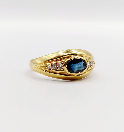 Bague 53 Bague jonc vintage or jaune, saphir et diamants 58 Facettes A06062