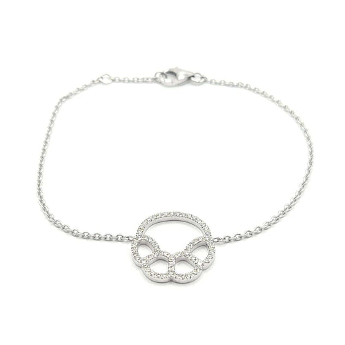 Bracelet Bracelet patte or blanc serti de diamants 58 Facettes