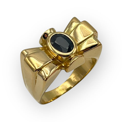 Bague 56 Bague Tank Noeud pierre noire 58 Facettes 149053059