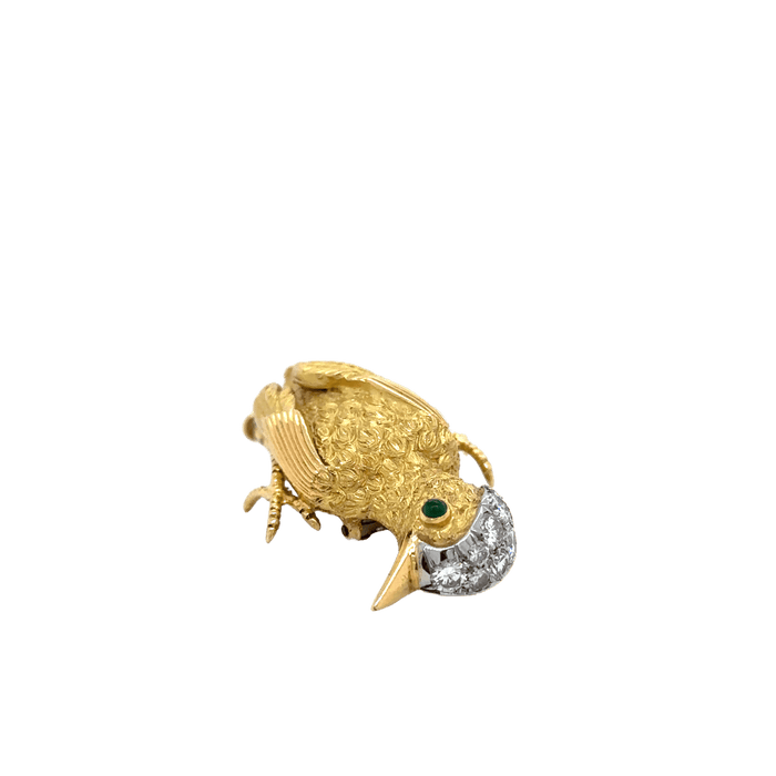 Broche Broche vintage en or jaune Oiseau - émeraude et de diamants 58 Facettes 1.0002596/2