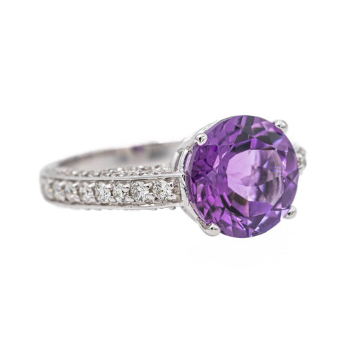 Bague 53 Bague Or blanc Améthyste, Diamant 58 Facettes 2845489CN