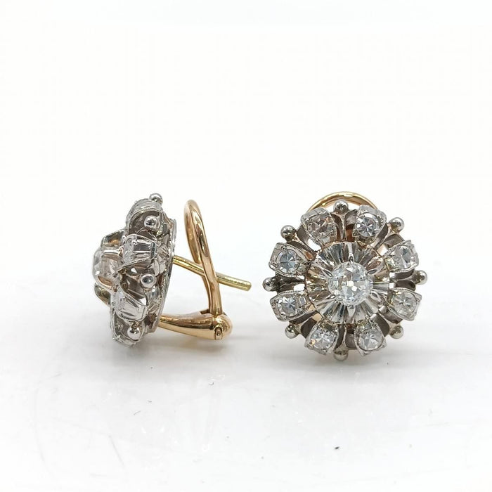 Boucles d'oreilles en or 18 carats de style vintage avec diamants