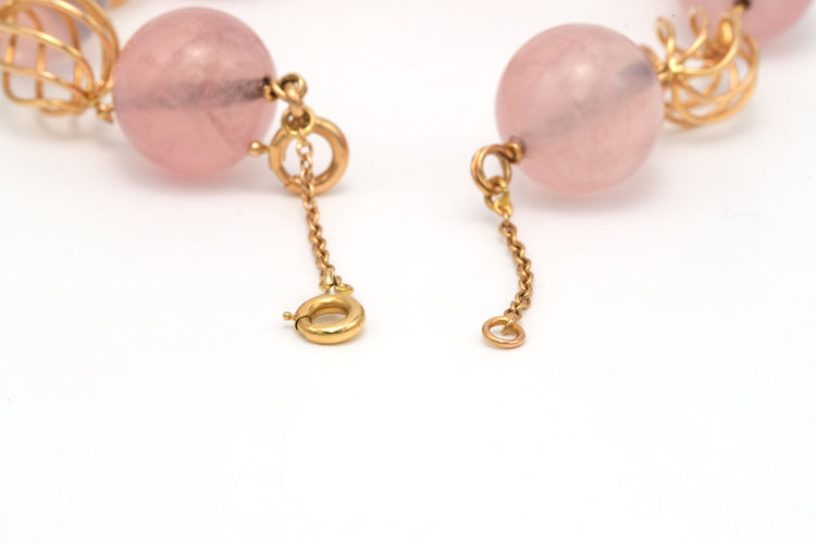 Bracelet Bracelet or jaune et quartz rose 58 Facettes 20745