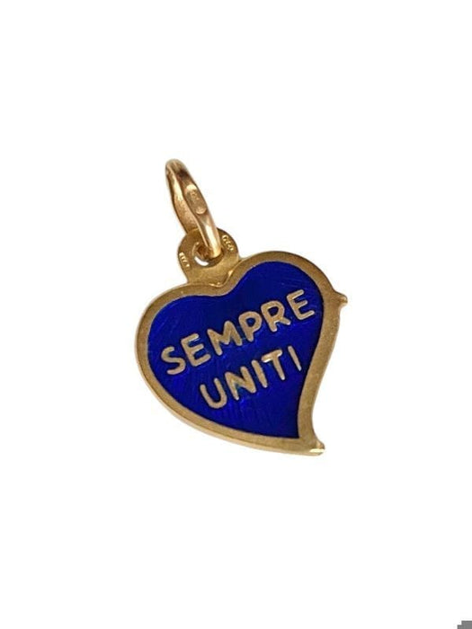 Pendentif Pendentif cœur en or jaune 18k et émail guilloché bleu 58 Facettes