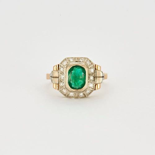 Bague 61 Bague Tank Art Déco Emeraude Diamants 58 Facettes