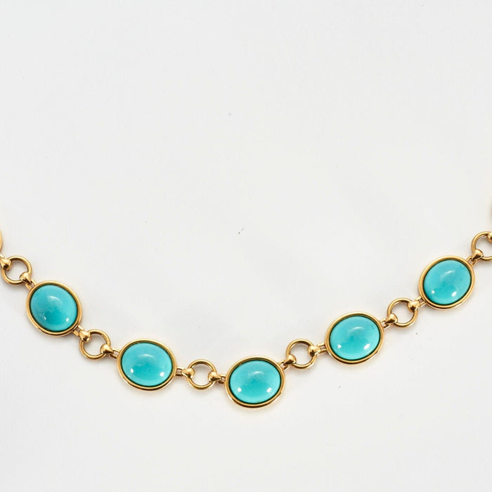 Collier Collier cabochons turquoises 58 Facettes 35100046