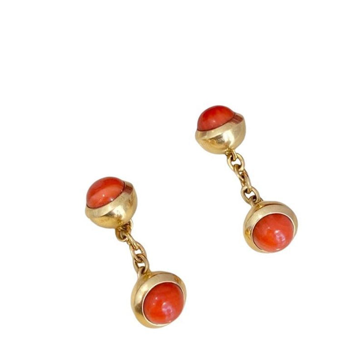 CARTIER - Paire de boutons de manchettes corail