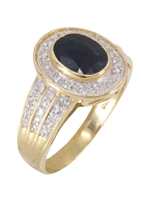 Bague 2 ors, saphir, diamants