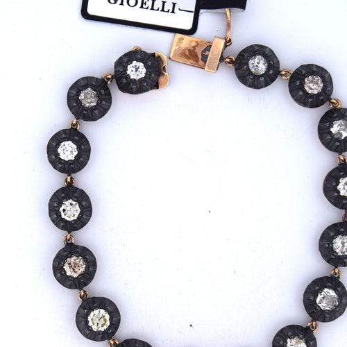 Bracelet Bracelet ancien en or rose et argent avec diamants 58 Facettes
