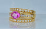 Bague 53 Bague jonc bandeau or jaune, saphir rose, diamants. 58 Facettes AB631