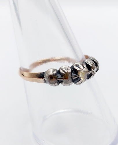 Bague 56 Bague victorienne or rose et argent 58 Facettes A04231