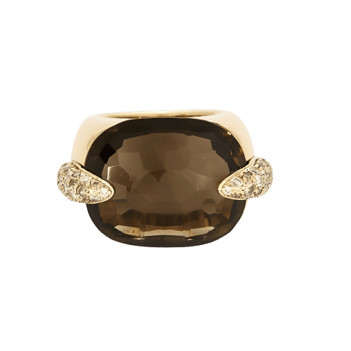 Bague 52 Pomellato- Pin UP -Bague en or jaune, quartz fumé et diamants 58 Facettes BIA1205X2