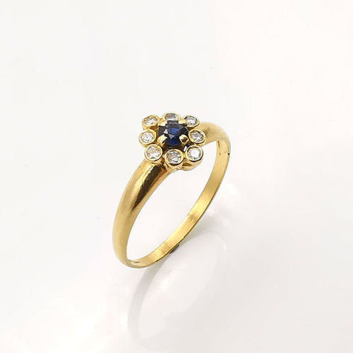 Bague 52 Bague or jaune, saphir, diamants 58 Facettes