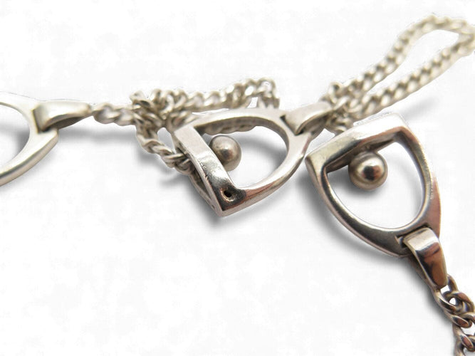 Collier rare vintage collier HERMES sautoir etrier gaetan de percin argent 800 58 Facettes 271808