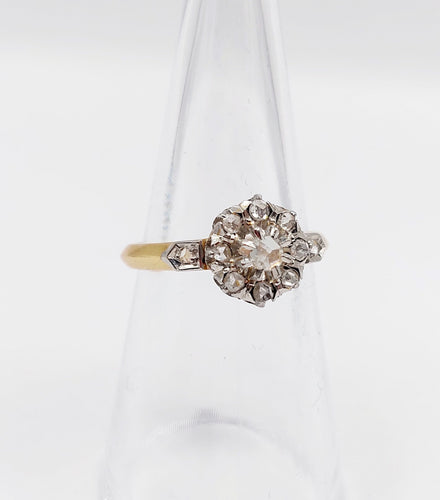 Bague 52.5 Bague marguerite victorienne or jaune, diamants taille rose (circa 1890) 58 Facettes A06138