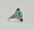 Bague 54 Bague de style Art Déco en platine, avec émeraude centrale, diamants et onyx 58 Facettes 50244
