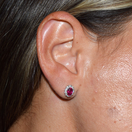 Boucles d'oreilles Boucles d'oreilles en or avec diamants et rubis 58 Facettes