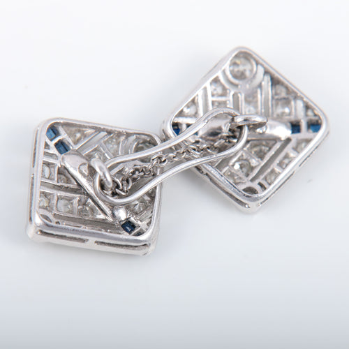 Boutons de manchette Boutons de manchettes diamants et Saphirs 58 Facettes