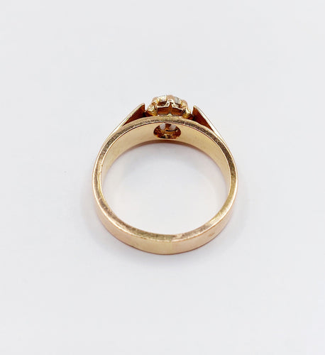 Bague 55 Bague chevalière antique or rose diamant taille rose (circa 1900) 58 Facettes A06285