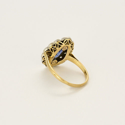 Bague 56 Bague en Or jaune, saphir, diamants et onyx 58 Facettes B250679