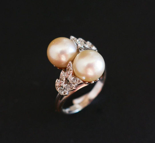 Bague 53 Bague Perles Et Diamants, Or 58 Facettes