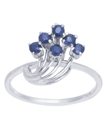 Bague 52 Bague or blanc 18K saphirs bleus 58 Facettes BO210425/GRAPPEDESAPHIRS