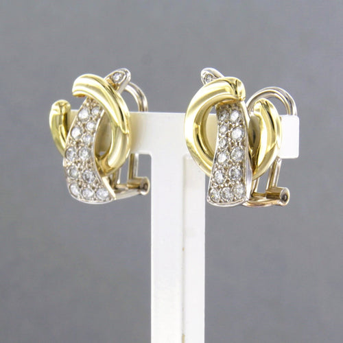 Boucles d'oreilles Boucles d'oreilles bicolores en or serties de diamants taille brillant 58 Facettes