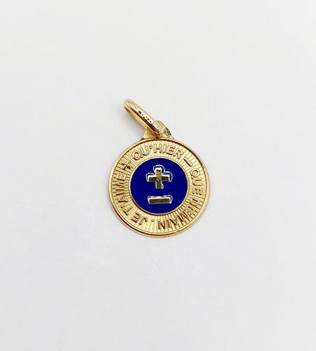 AUGIS - Pendentif médaille d'amour or jaune "+ qu'hier - que demain" - L'Élégante Bleue