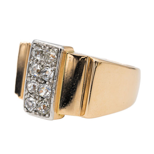 Bague 56.5 Bague Tank Or rose, Platine Diamant 58 Facettes 2850042CN