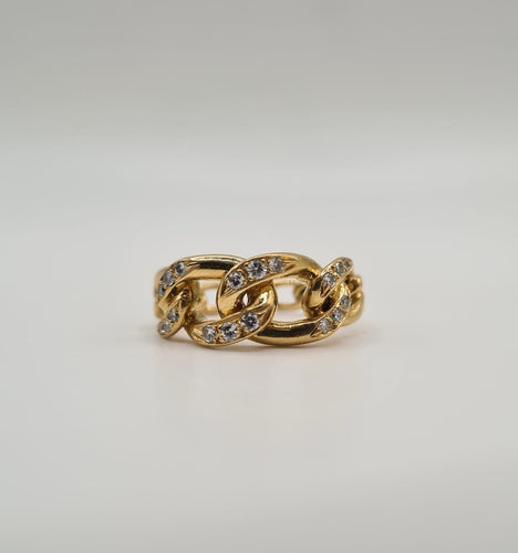 Bague 54.5 Bague or jaune 18 carats sertie de diamants 58 Facettes