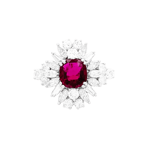 Bague 56 Bague jupe or blanc rubis 1,57 cts et diamants. 58 Facettes 34789