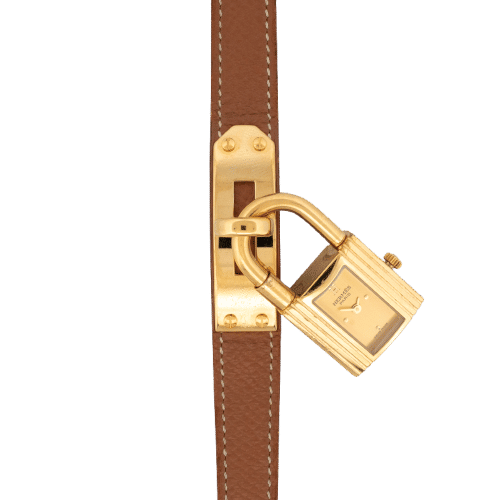 Montre Hermès - Montre Kelly cadran champagne en acier doré et verre saphir 58 Facettes