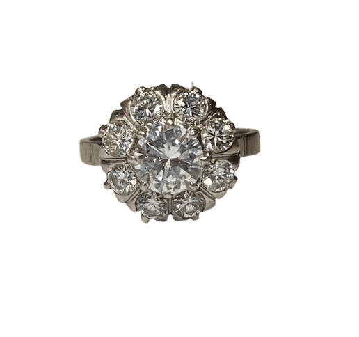 Bague 54 Bague or blanc 18K platine diamants 58 Facettes