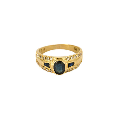 Bague 57 Bague Or jaune diamants saphirs 58 Facettes LP1294/13